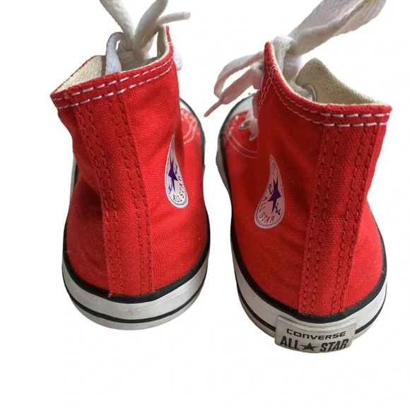 Converse Red Hi-Top Kid Sneakers Size 5 - Picture 4 of 5